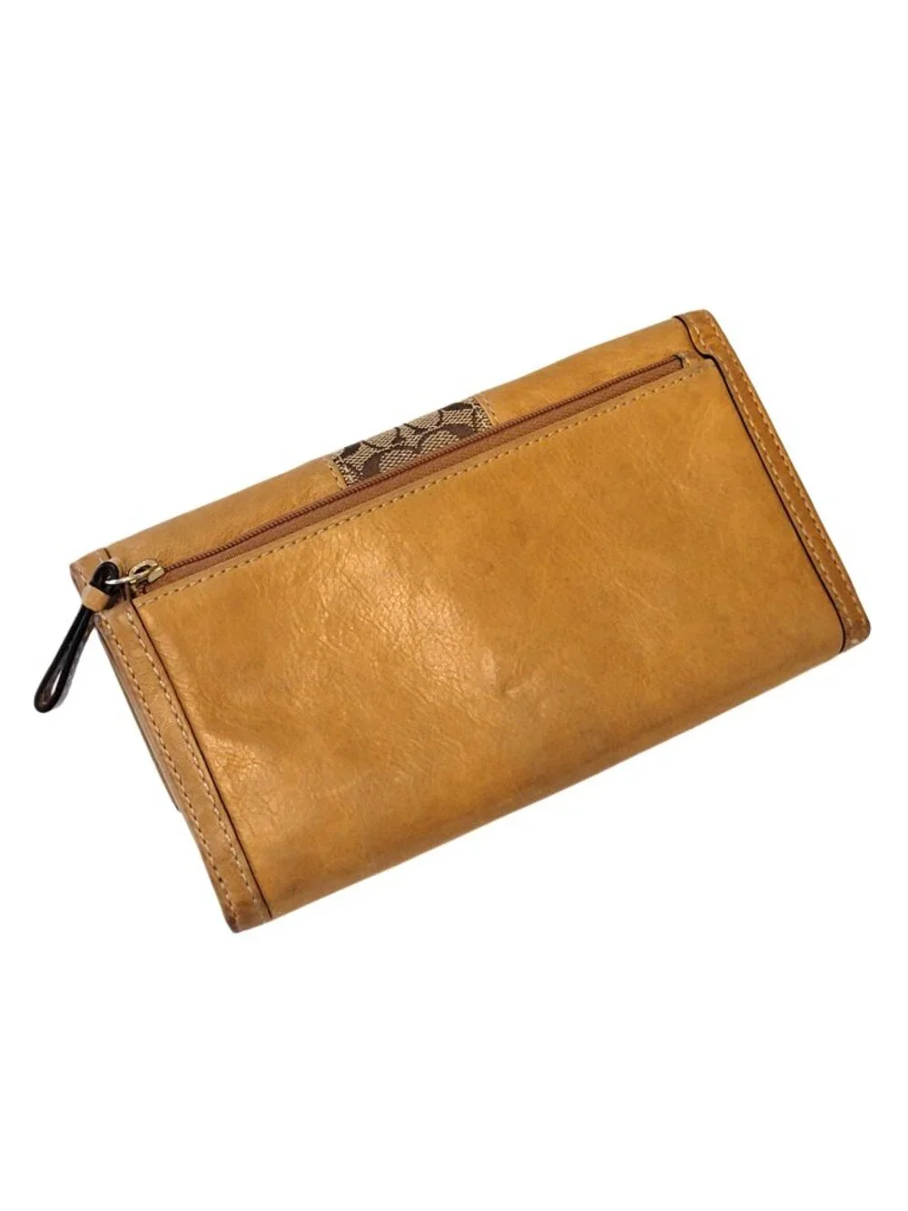 COACH Vintage Signature Stripe Leather Trifold Wallet